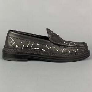 JIMMY CHOO Black & White Coated Cotton Loafers